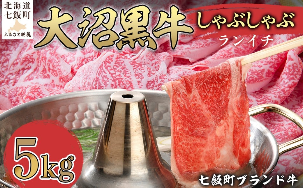 
            大沼黒牛しゃぶしゃぶ（ランイチ5kg） 【ふるさと納税 人気 おすすめ ランキング 北海道ブランド牛 大沼黒牛 黒毛和牛 ランイチ しゃぶしゃぶ おいしい 北海道 七飯町】 NAM029
          