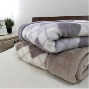 ［ロング2枚組］吸湿発熱ボリューム2枚合せ毛布 約140×220cm （ベージュ1枚・グレー1枚） JM-2203L-2P