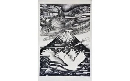 【ふるさと納税】＜数量限定＞木版画　鳥翔ぶ（40cm×28cm・額付）