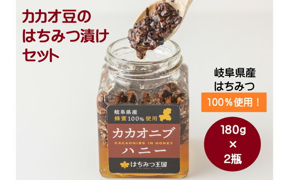 【ふるさと納税】岐阜県産はちみつを使ったカカオニブハニー　180g×2瓶 [No.372] ／ はちみつ漬け カカオ豆 送料無料 岐阜県 特産