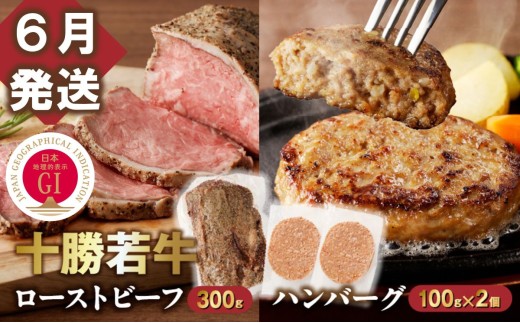 【6月発送】牛肉サミット金賞受賞！十勝若牛のローストビーフ・ハンバーグセット 国産 小分け 簡単調理 惣菜 おかず ハンバーグ お弁当 焼くだけ 牛肉 牛 肉 ローストビーフ ブランド牛 冷凍 国産 北海道 十勝_S003-0025