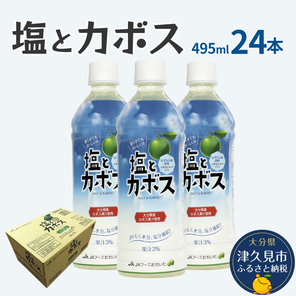 【ふるさと納税】塩とカボス 495ml×24本 | かぼす ジュース スポーツドリンク 大分県 九州 津久見市 国産