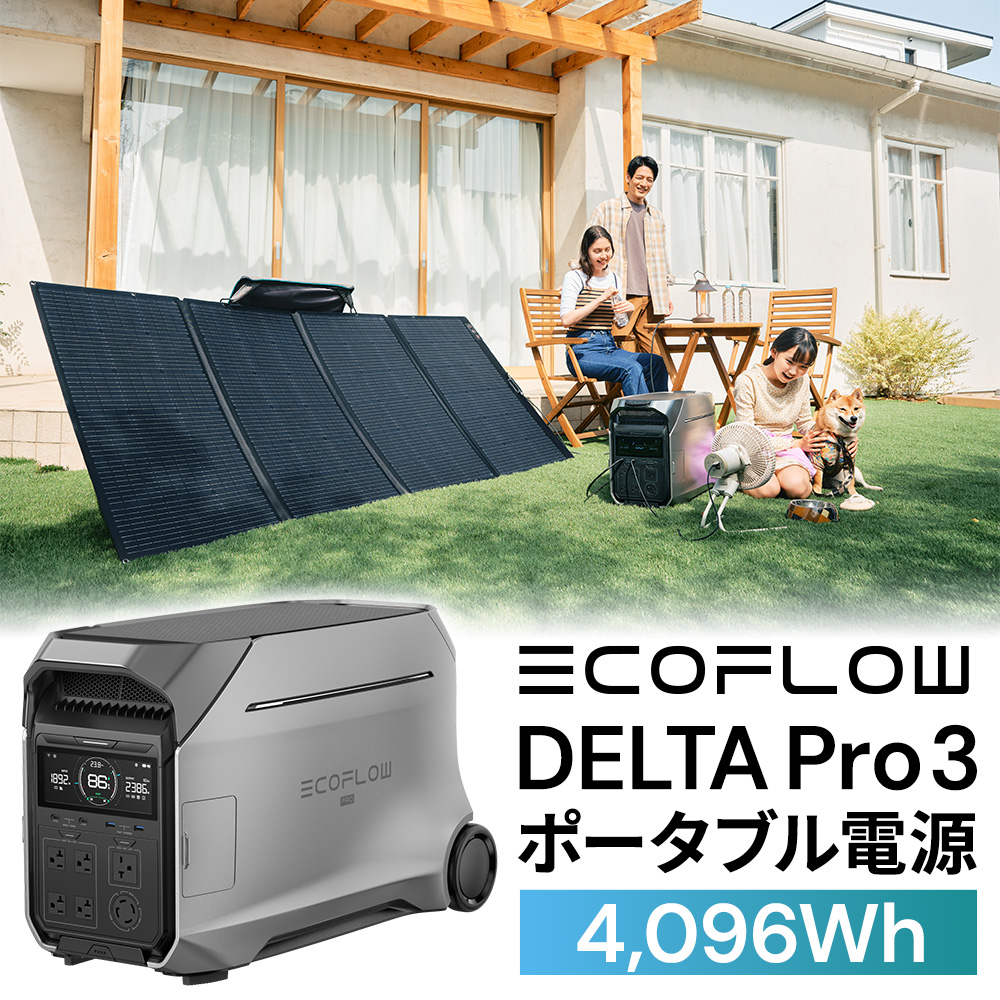 EcoFlow ポータブル電源（容量4,096Wh）DELTA Pro 3 エコフロー デルタプロ3 [ポータブル電源 家庭用蓄電池 節電対策 防災グッズ 蓄電 非常用電源 BCP 震災対策 災害対策 キャンプ 車中泊 長寿命 安全 バッテリー 200V 秋田県 大仙市]