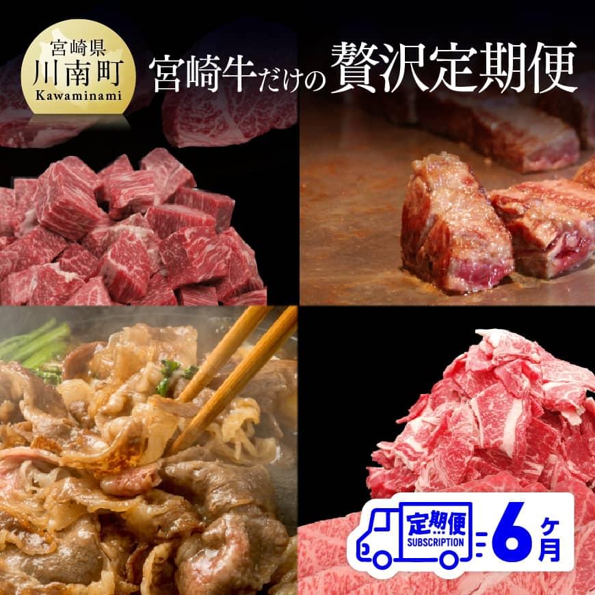 【ふるさと納税】※レビューキャンペーン※ 【定期便】 宮崎牛だけの 贅沢定期便 6ヶ月コース - 肉 牛肉 ステーキ 焼肉 スライス ヒレ ロース サーロイン モモ 月替わり 全6回 肉質等級4等級以上 BBQ 焼肉 お祝い 記念日 全6回 国産 九州産 宮崎県産 送料無料 G7427