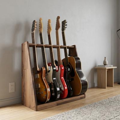 ふるさと納税 横手市 WOOD WORKS ギタースタンド エレキギター・ベース用5本掛【本体:ブラウン】 |  | 01