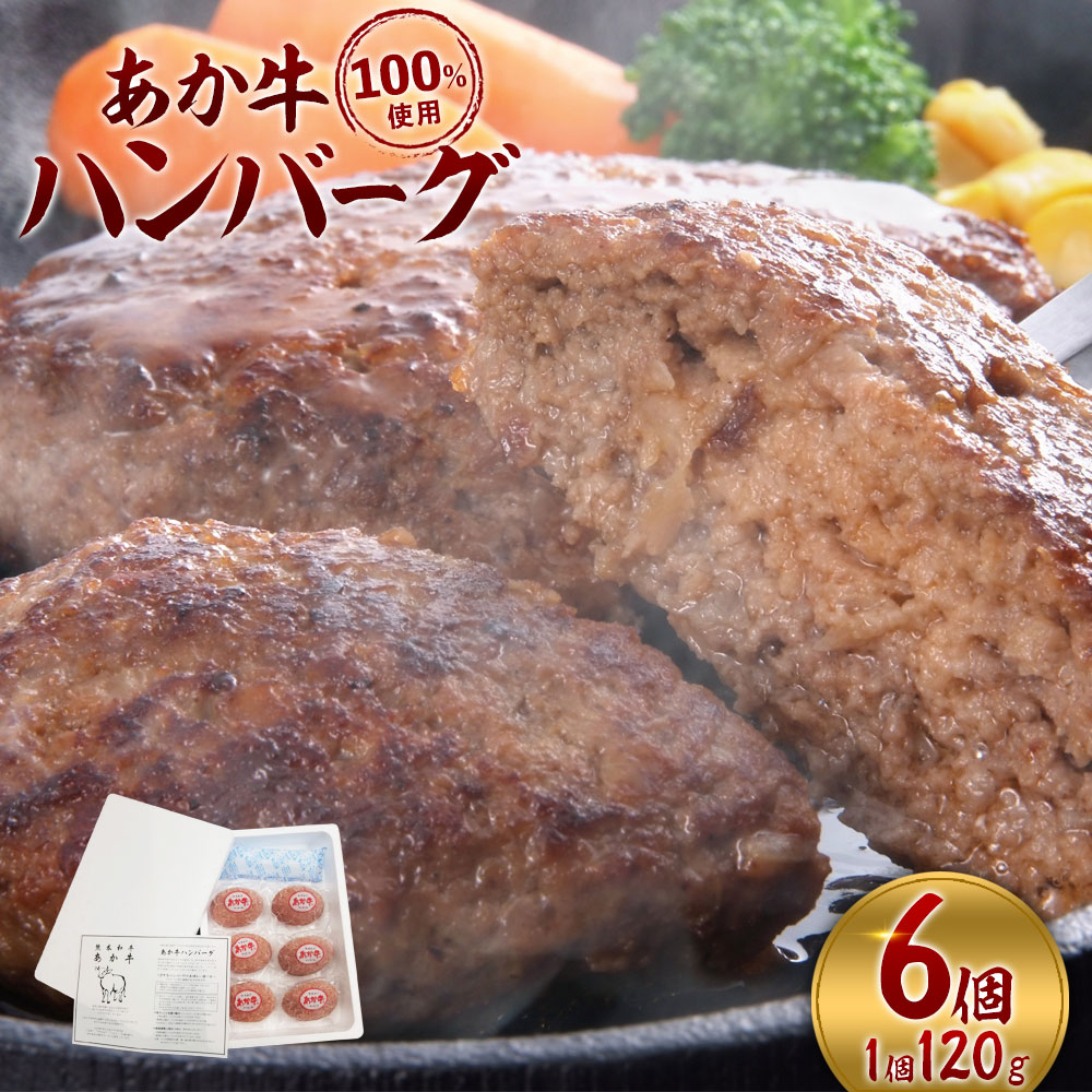 【ふるさと納税】＜ R8年熊本地震復興支援 ＞ あか牛ハンバーグ 合計720g 120g×6個 手作り ハンバーグ 【2018年度「日本ギフト大賞熊本賞」を受賞】 あか牛 和牛肉 牛肉 総菜 おかず 冷凍 送料無料
