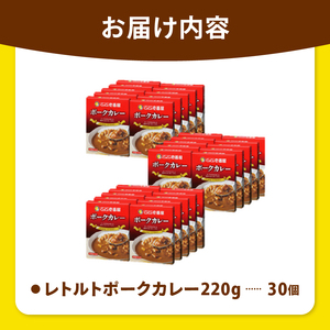 【定期便3回】ココイチ カレーIセット （ポーク30個）  (毎月お届け）｜カレー CoCo壱番屋 常温保存 非常食 簡単 時短 自宅用 キャンプ  ふるさと納税