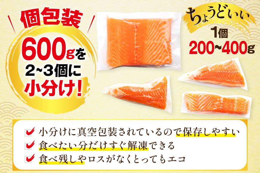 訳あり ノルウェー産 アトランティック サーモン 600g 柵 おさしみ用 無添加 個包装 [足利本店 宮城県 気仙沼市 20565614] 鮭 さけ サケ サーモン 生食用 おつまみ おかず 冷凍 