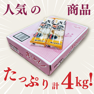 【麺のスナオシ】手打風きしめん１箱　4kg（200ｇ×20袋）（乾麺）【きし麺 麺 長期保存 保存食 防災 人気 大容量 水戸市 茨城県】（BY-13）