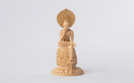 極小仏 菩薩半跏像 | 仏像 守護神 本格 高級 フィギュア コレクション レプリカ アート 仏教 インテリア雑貨 ギフト プレミアム 置物 家庭用 木彫 細密 極小 手のひらサイズ 彫刻 ツゲ 美術