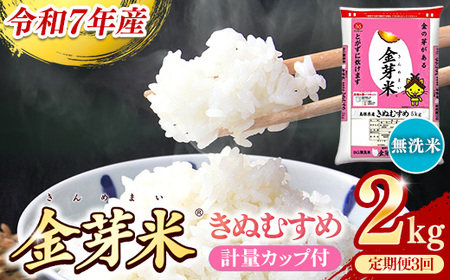 BG無洗米・金芽米きぬむすめ 2kg×3ヵ月 定期便 [毎月] 計量カップ付き 令和7年産 3ヶ月 計6kg 東洋ライス 健康 島根県 安来市【価格改定】