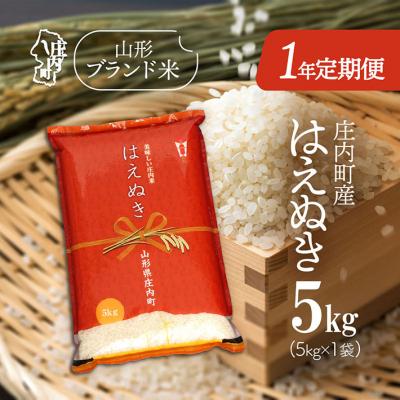 ふるさと納税 庄内町 &lt;11月中旬開始&gt;庄内米1年定期便!はえぬき 5kg(入金期限:2025.10.25)