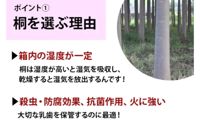雑誌多数掲載！ 特許取得 入れ物 スワロフスキー 天然 桐材 乳歯入れ 誕生日