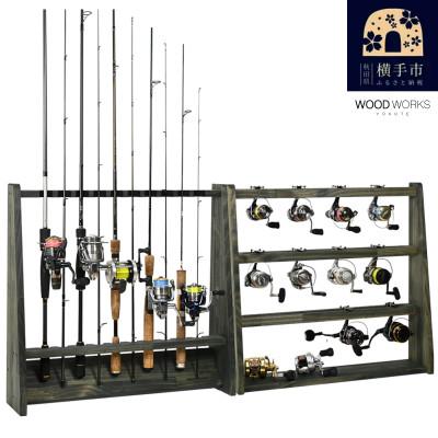 ふるさと納税 横手市 ロッドスタンド10本掛け+リールスタンド片面Lサイズ 【本体:ミリタリーグリーン】