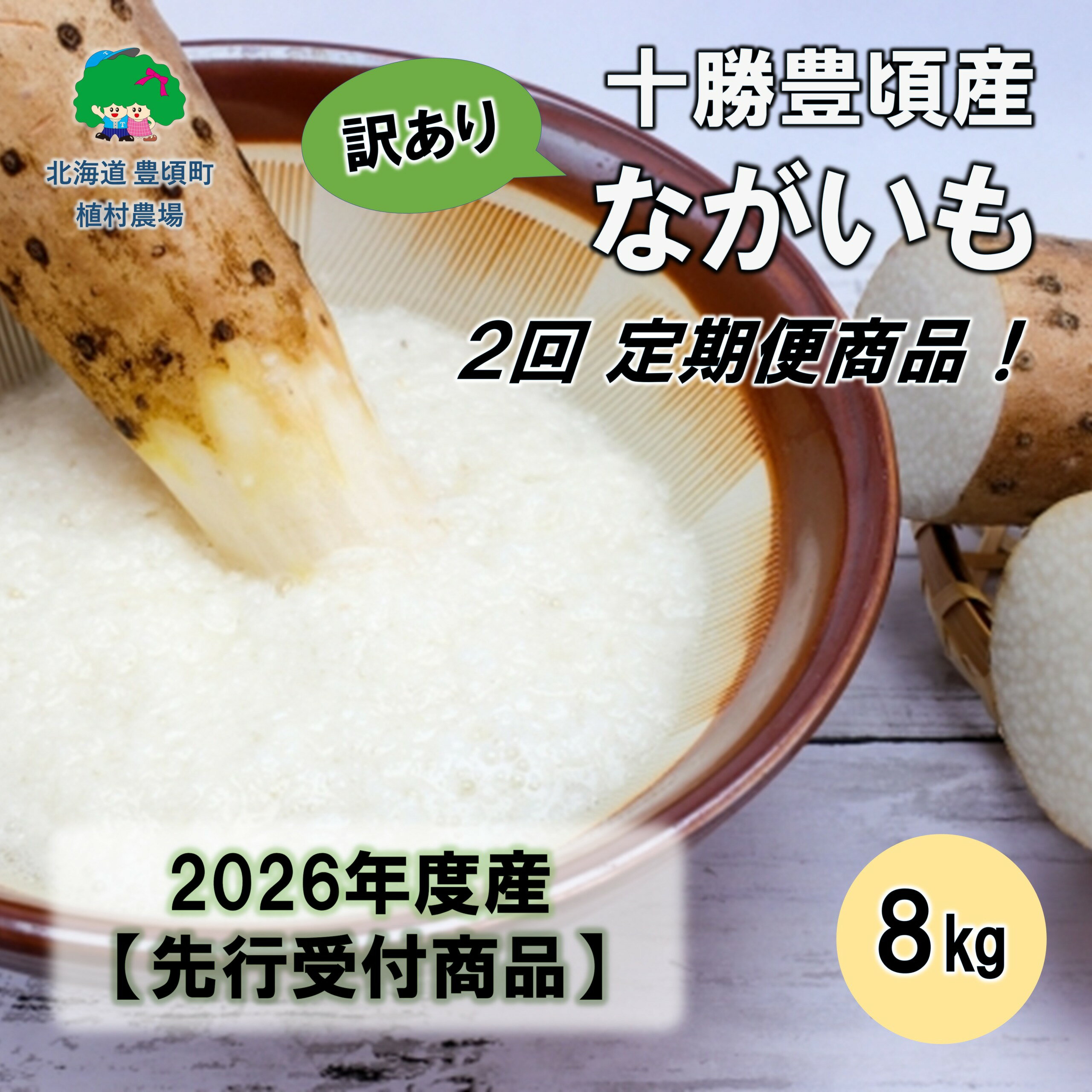 【ふるさと納税】【訳あり】十勝豊頃産ながいも8.0kg 【2026年初冬出荷開始】【定期便2回 12月・2月発送】（先行受付）【植村農場】" 北海道 十勝 豊頃町 " 先行予約 予約 特産 農家直送 数量限定 送料無料