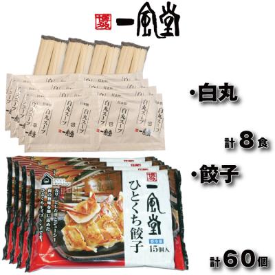ふるさと納税 新宮町 【一風堂】白丸ラー麦麺8食とひとくち餃子4袋セット【豚骨ラーメン】.AD250 |  | 01