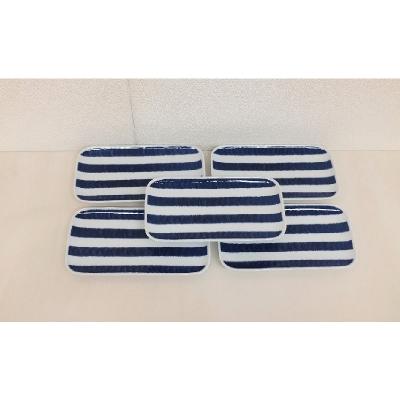 ふるさと納税 長崎県 【波佐見焼】23.5×12cm長角皿5枚組藍染十草【西海陶器】5　32569