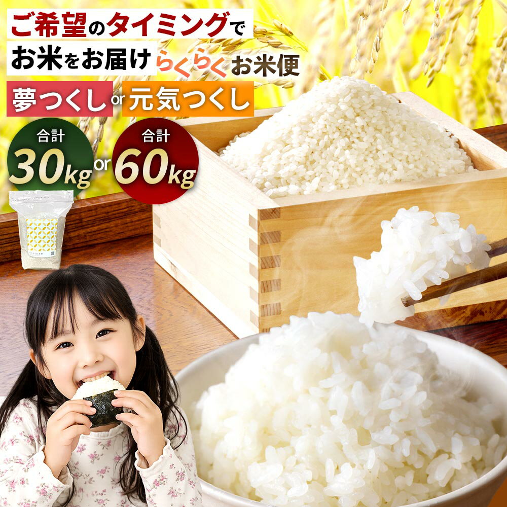 【ふるさと納税】＜選べるコース＞らくらくお米便 利用権 半俵コース（30kg） / 一俵コース（60kg） 選べる夢つくし・元気つくし 定期便 6回 / 12回 1回あたり5kg お米 米 こめ 精米 白米 玄米 五分づき 七分づき 単一原料米 ごはん ご飯 国産 福岡県産 太宰府市 送料無料