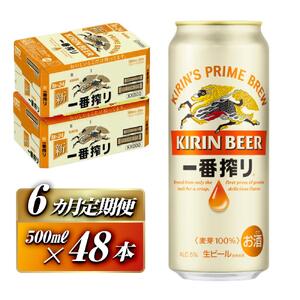 【6ヵ月定期便】キリン 一番搾り 500ml×48本　【定期便・ お酒 アルコール アルコール飲料 晩酌 家飲み 宅飲み 飲み会 集まり バーベキュー BBQ イベント 飲み物 缶ビール 】ビールビールビールビールビール