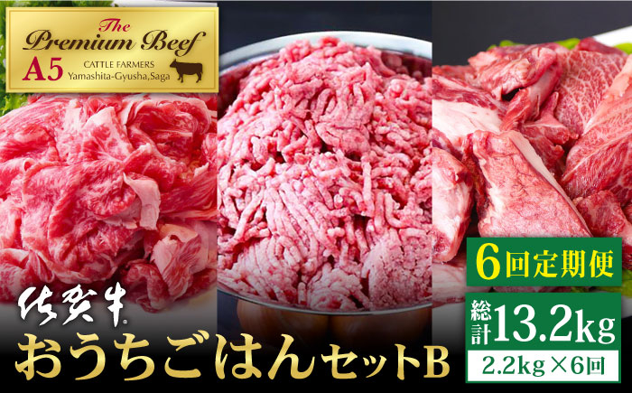 
【全6回定期便】佐賀牛 おうちごはんセットB ( 切り落とし 1kg・ミンチ 600g・牛すじ 600g ) 【山下牛舎】 [HAD126]
