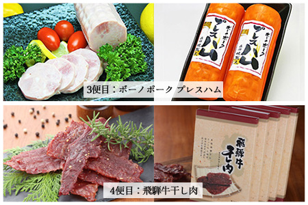 【隔月定期便 6回】飛騨味職人「おさだ食品 定期便」牛肉 飛騨牛 贈答 ギフト 隔月配送 セット ローストビーフ ウインナー ハム【57-C】
