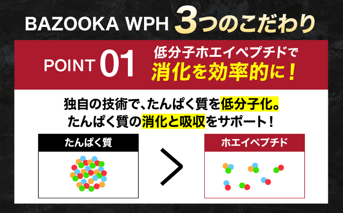 プロテイン BAZOOKA NUTRITION WPH（ホエイペプチド）＜ビターチョコレート＞ 600g｜バズーカ岡田監修・植物由来の甘味料使用・国内製造 島根県雲南市/株式会社アルプロン [AIEN