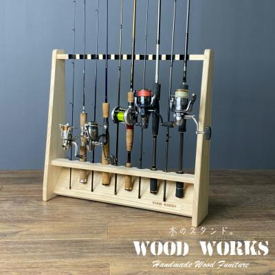 ふるさと納税 横手市 WOOD WORKS ロッドスタンド10本掛け　本体カラー:ナチュラル/フェルトカラー:ブラック