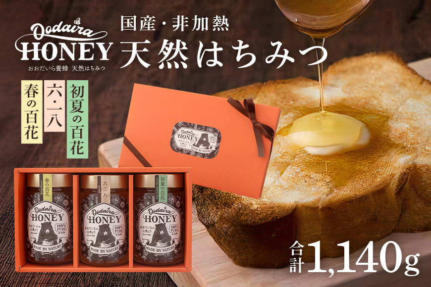 国産天然 非加熱はちみつ 380g 3本セット「春の百花」「6.18」「初夏の百花」 純粋はちみつ 生はちみつ