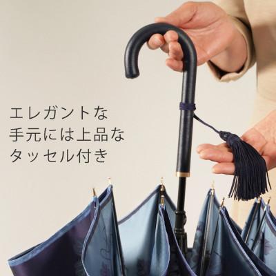 ふるさと納税 都留市 婦人長傘　絵おり(バラとぶどう・ネイビー)槙田商店の傘職人が作る日本製の晴雨兼用婦人傘 |  | 03