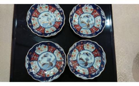 【伊万里焼】古伊万里藤花 11cm小皿（4枚入り） 033-H662