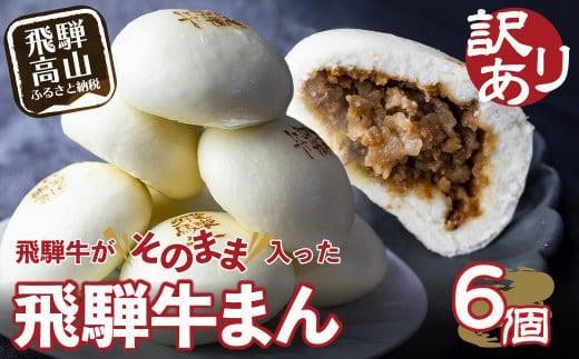訳あり 飛騨牛まん 6個セット 中華まん 肉まん 牛まん 飛騨牛 簡易包装 惣菜 間食 おやつ  肉 牛肉 加工品 レトルト まんじゅう 点心 飛騨牛 中華総菜 食品 おかず 人気 おすすめ 送料無料 ギフト 清水弥生堂 GV005VC13