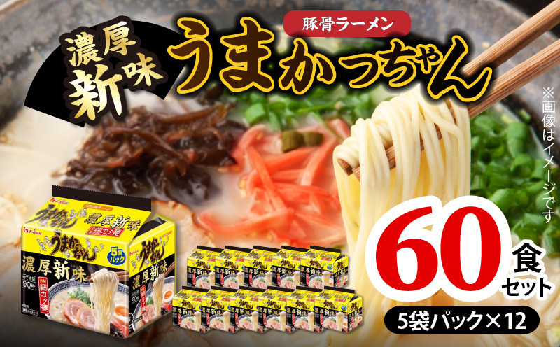 
            豚骨ラーメン うまかっちゃん 濃厚新味 60食セット（5袋パック×12セット） PC9106
          
