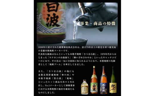 さつま白波原酒37度720ml化粧箱入 6本 本格焼酎セット E0−10【1166632】
