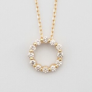 K18　0.15ctダイヤモンド　サークルペンダントネックレス　FHH-019915