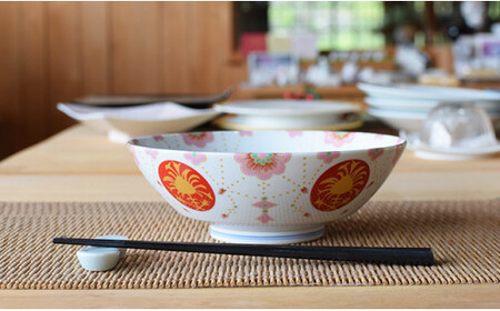 A15-169 錦花綱金襴手AritaBOWL 食卓で活躍！華やかピンク麺鉢 有田焼   幸楽窯
