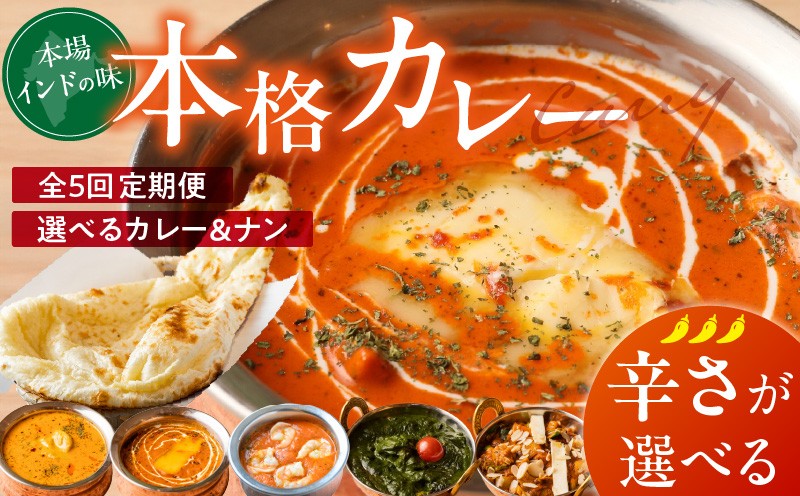 
            【辛さが選べる】【毎月5回お届け】ビスヌ 本格カレー　シェフのおすすめ定期便_定期便 5回 ビスヌ 選べる カレー チキン バターチキン 海老 豆 野菜 ほうれん草チキン ナン プレーン チーズ ガーリック パンプキンチーズ ほうれん草 辛さ マイルド 中辛 辛口 できたて 真空パック 冷凍 福岡県 久留米市 送料無料_Tk039
          