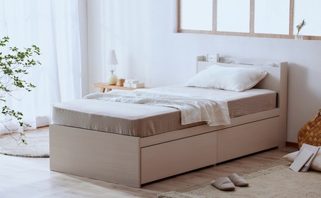 ベッド 収納ベッド宮付き DSBM-S オフホワイト シングル 宮付き 収納 北欧風 おしゃれ 引き出し 収納 かわいい 2口コンセント すのこ構造 ベッド下収納 1人暮らし 新生活 アイリスオーヤマ