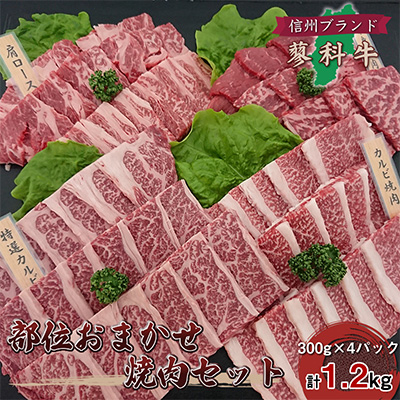 
＜牛肉おまかせ焼き肉セット＞信州蓼科牛の厳選部位を1.2kg(300g×4pc)御代田町古越牧場産【1297063】
