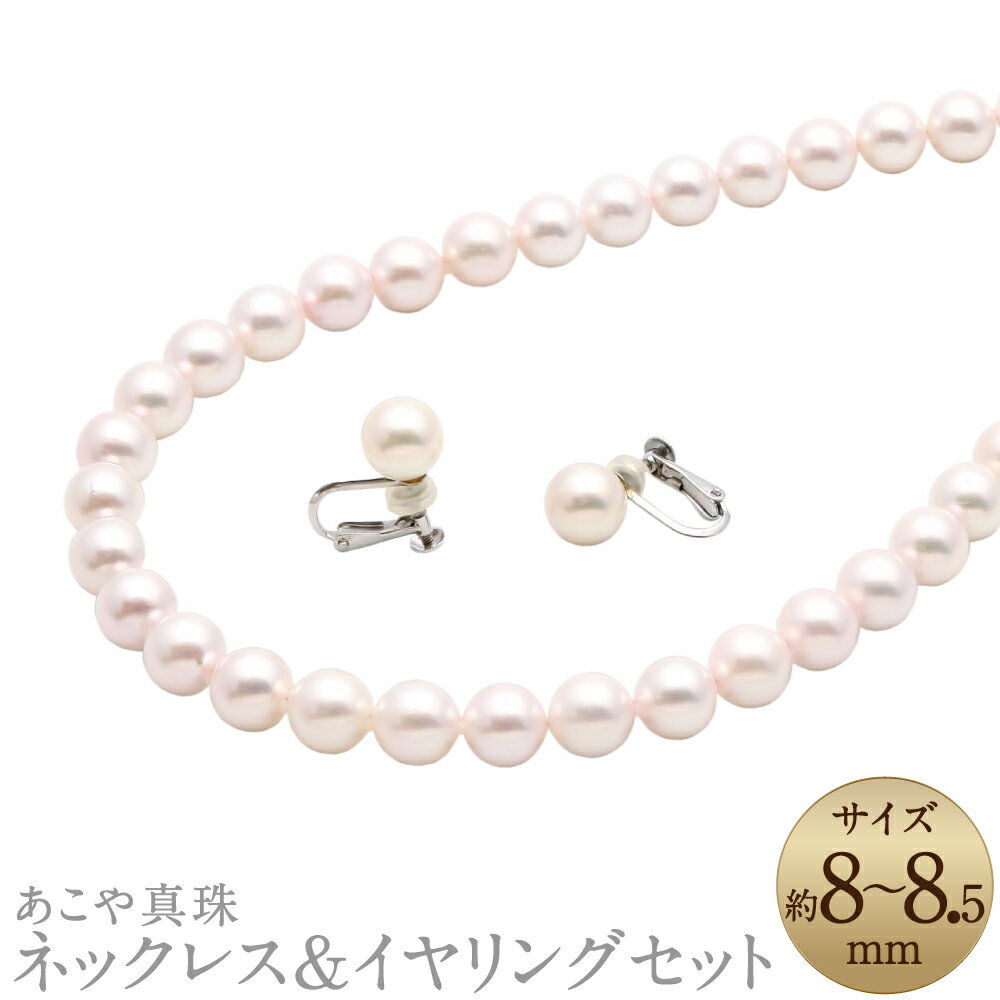 【ふるさと納税】あこや真珠（8-8.5mm珠） ネックレス&イヤリングセット シルバー SV パール 女性 レディース アクセサリー ジュエリー ファッション 宝石 長崎県 長崎市 送料無料