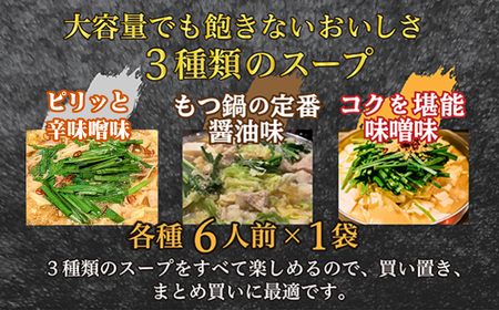 2F1 マルイチ食品 博多もつ鍋 18人前 人気３味セット (醤油・塩・味噌各6人前)