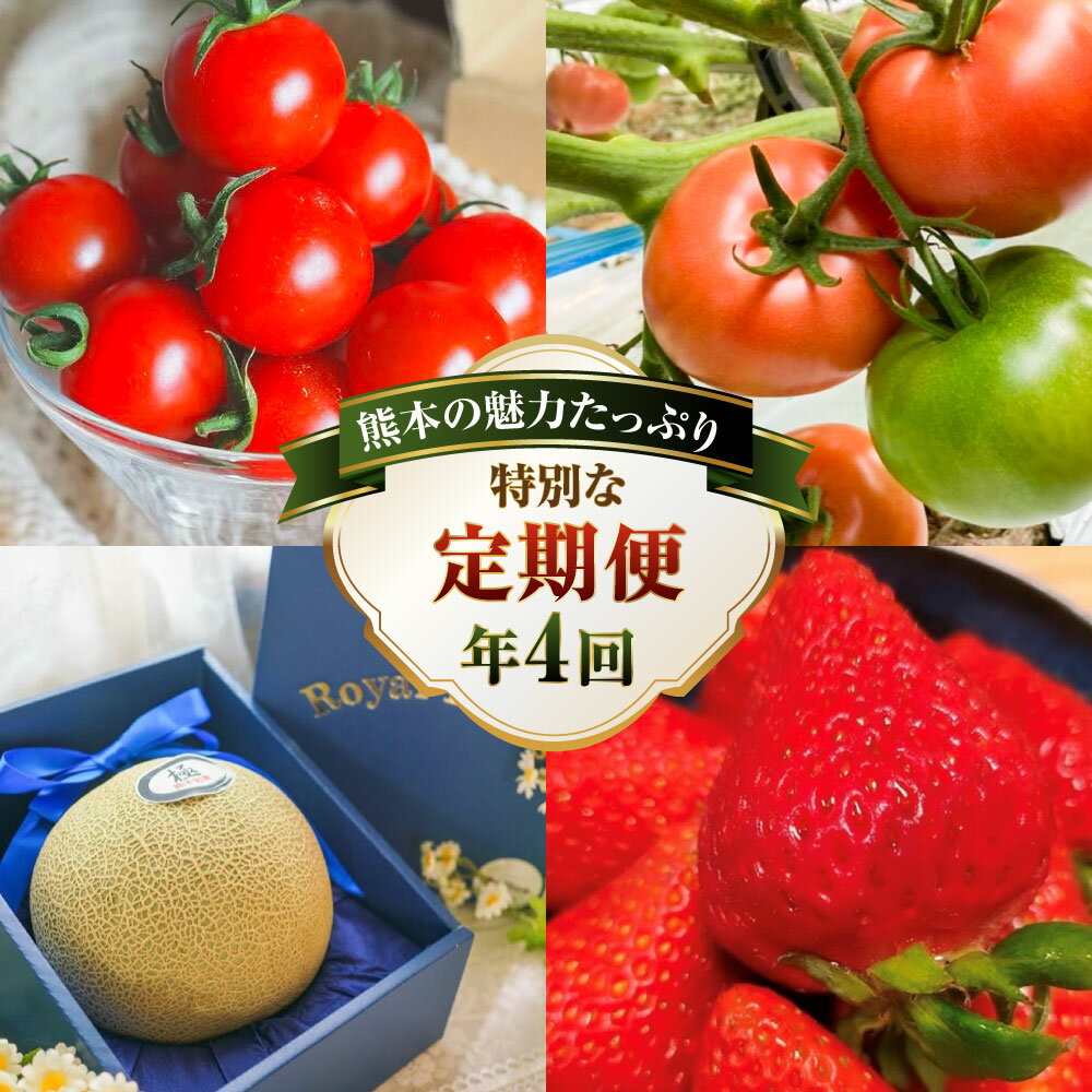 【ふるさと納税】【年4回定期便】熊本の魅力たっぷり 定期便 ミニトマト トマト 大玉トマト メロン いちご イチゴ 苺 大粒 熊本県産 フルーツ 野菜 果物 熊本産 九州 熊本県 送料無料 【2026年2月上旬発送開始】