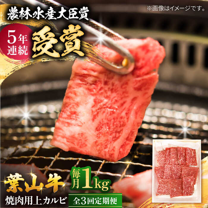 【ふるさと納税】【全3回定期便】 葉山牛 焼肉用上カルビ1Kg / 牛肉 牛 肉 お肉 国産 やきにく 焼き肉 カルビ かるび 上カルビ 上かるび BBQ ブランド牛 和牛 黒毛和牛 国産牛 贈答 ギフト 冷凍 葉山 定期 定期便 【有限会社葉山旭屋牛肉店】[ASAP047]