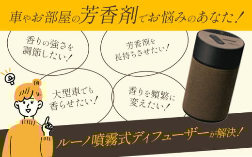 ルーノ噴霧式 ディフューザー 専用 天然ブレンドオイル 4種類 ＆ 噴霧式ディフューザーの スターター セット  株式会社カーメイト《7~14日以内に出荷予定(土日祝除く)》 茨城県 結城市 車 カー