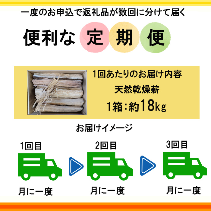 出雲の薪屋「多木々」　 定期便（1箱約18?を3回お届けします)【3-086】