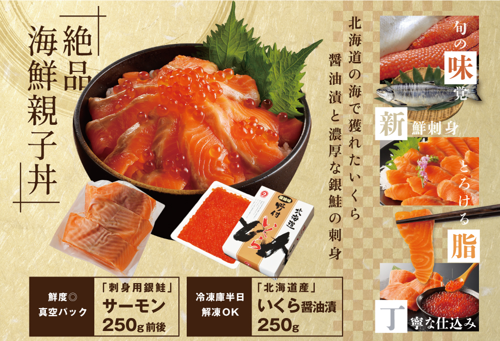 サーモン ･ いくら 海鮮セット 刺身用サーモン 250g + 北海道産醤油いくら250g【BT000KBNQ】_イメージ3