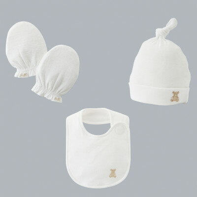 【ふるさと納税】ミキハウス【ゴールドレーベル】海島綿フード・ミトン・スタイ 3点セット【1694956】