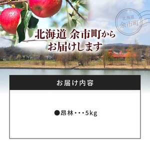 【2025年10月中旬発送分先行予約】りんご 昂林 5kg 北海道産　【先行販売】 香り高くみずみずしい 北海道産 昂林 りんご 5kg 10月中旬発送分 北海道 余市町 果汁 果肉 かため 適度な酸