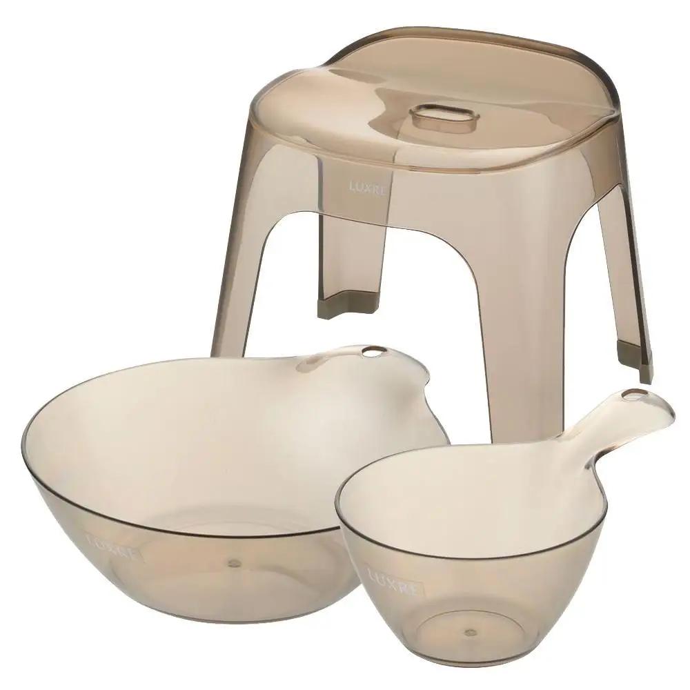 リュクレ お風呂3点セット 30H 【ブラウン】（浴用品：湯おけ・手おけ・腰かけ30H）