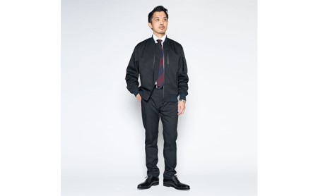 【ふるなび限定】洗えるMA-1「ワークウェアスーツ」スーツに見える作業着 　 丸洗い可 ストレッチ 速乾 部屋干し可 撥水 シワになりにくい　ブラック FN-Limited-SP ファッション  M