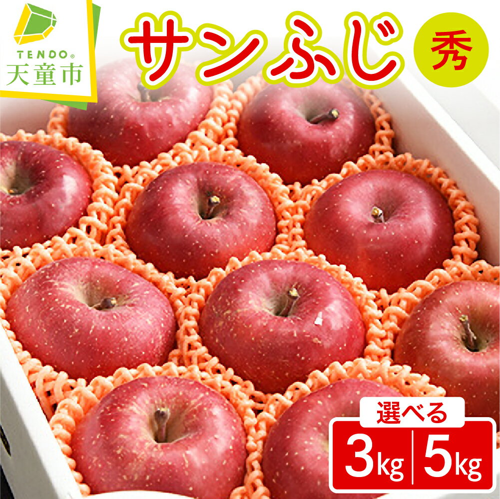 【ふるさと納税】 りんご ( サンふじ ) 選べる 3kg / 5kg ふじ りんご 果物 フルーツ 秀 のし 贈答 ギフト プレゼント おすそ分け お取り寄せ 旬 秋 冬 期間限定 送料無料 先行予約 【 山形県 天童市 】